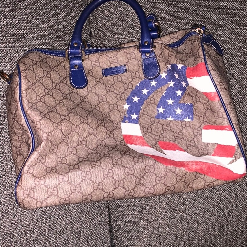 Authentic Gucci Boston monogram bag USA flag